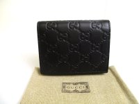 GUCCI GG Guccissima Black Leather Card Holder #a723