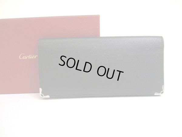 Photo1: Cartier Must de Cartier Black Leather BFlap Bil Wallet #a726