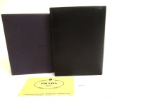 PRADA Black Saffiano Leather Bifold Bill Wallet Card Holder #a727