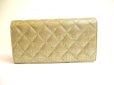 Photo2: CHANEL Champagne Gold Fabric Flap Long Wallet Purse #a728 (2)