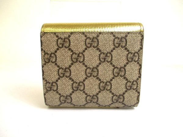 Photo2: GUCCI GG Marmont Gold Leather Bifold Wallet Compact Wallet #a729