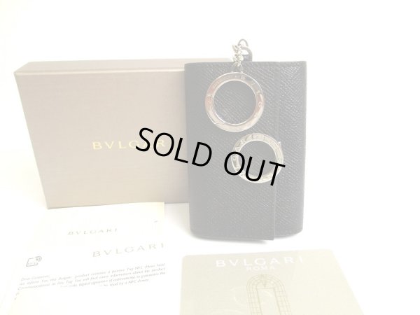 Photo1: BVLGARI Black Leather BVLGARIBVLGARI 6 Pics Key Chain #a730