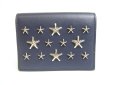 Photo2: JIMMY CHOO Plastic Starts Navy Blue Leather Credit Card Business Card Holder AYDEN #a733 (2)