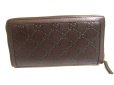Photo2: GUCCI GG Dark Brown Leather Round Zip Wallet #a735 (2)