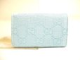 Photo2: GUCCI Light Blue GG Canvas White Leather 6 Pics Key Chain #a738 (2)