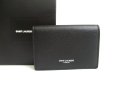 Photo1: Saint Laurent YSL Black Leather Business Card Holder #a739 (1)