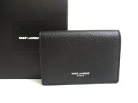 Saint Laurent YSL Black Leather Business Card Holder #a739