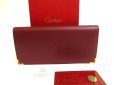 Photo1: Cartier Must de Cartier Bordeaux Leather Bifold Long Wallet #a741 (1)