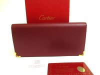 Cartier Must de Cartier Bordeaux Leather Bifold Long Wallet #a741
