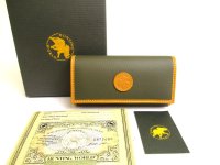 HUNTING WORLD Khaki Green Nylon Brown Leather 4 Pics Key Chain #a742