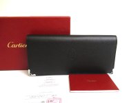 Cartier Must de Cartier Black Leather BFlap Bil Wallet #a743