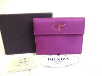 PRADA Purple Nylon and Leather Bifold Wallet Purse #a744