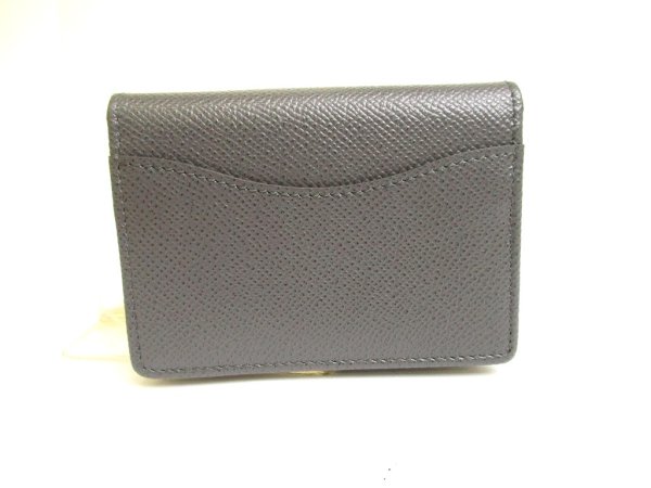 Photo2: Salvatore Ferragamo Gray Black Leather Business Card Holder #a746