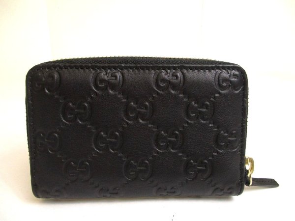 Photo2: GUCCI Guccissima Black Leather Round Zip Coin Purse #a750