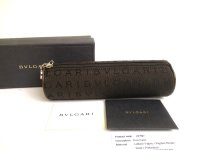 BVLGARI Logomania Brown Fabric Pencil Case Pouch #a755