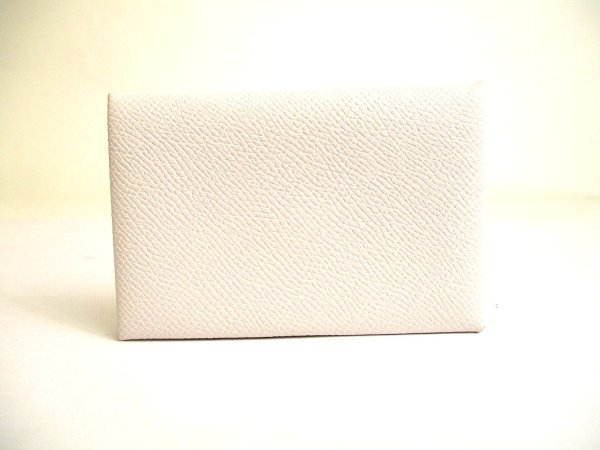 Photo2: HERMES Nata White Veau Epson Leather Card Case Card Holder Calvi #a756