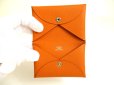 Photo8: HERMES Vert Orange Veau Epson Leather Card Case Card Holder Calvi #a758