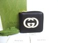 Photo1: GUCCI Interlocking G Black Round Zip Bifold Wallet Compact Wallet #a759 (1)