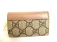 Photo2: GUCCI Double G GG Dusty Pink Leather Gold H/W 6 Pics Key Chain #a760 (2)