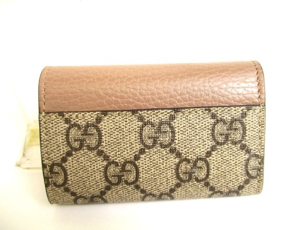 Photo2: GUCCI Double G GG Dusty Pink Leather Gold H/W 6 Pics Key Chain #a760