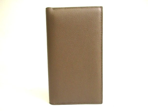 Photo2: BVLGARI Man Khaki Leather Flap Long Wallet #a762