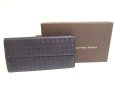 Photo1: BOTTEGA VENETA Intrecciato Deep Navy Blue Leather Flap Long Wallet #a763 (1)