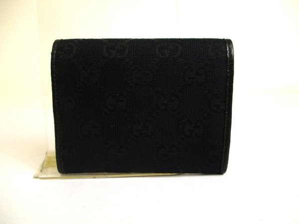 Photo2: GUCCI Black GG Canvas Business Card Credit Card Holder #a764