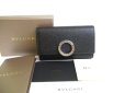 Photo1: BVLGARI Black Leather Logo Clip 6 Pics Key Chain #a765 (1)