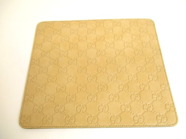 Photo2: GUCCI Guccissima Beige Leather Mouse Pad #a767