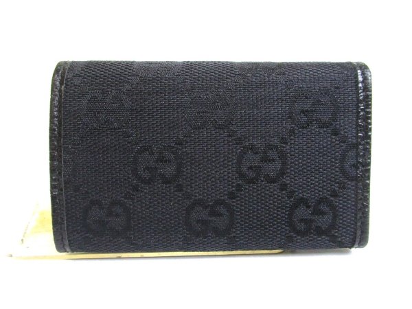 Photo2: GUCCI GG Black Canvas and Leather 6 Pics Key Chain #a768