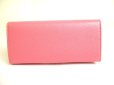 Photo2: BVLGARI Pink Leather Logo Clip Gold H/W Flap Long Wallet #a769 (2)