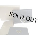 BVLGARI Logo Clip Black Leather Business Card Case Card Holder #a771