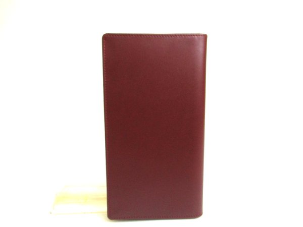 Photo2: Cartier Must de Cartier Bordeaux Leather Flap Bill Wallet #a773