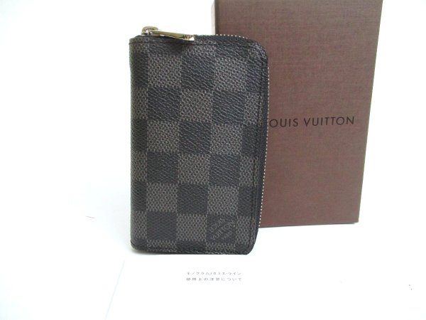 Photo1: LOUIS VUITTON Damier Graphite Leather Zippey Coin Purse #a774