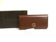 Photo1: GUCCI Double G Dark Brown Leather Flap Long Wallet #a775 (1)