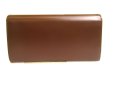Photo2: GUCCI Double G Dark Brown Leather Flap Long Wallet #a775 (2)