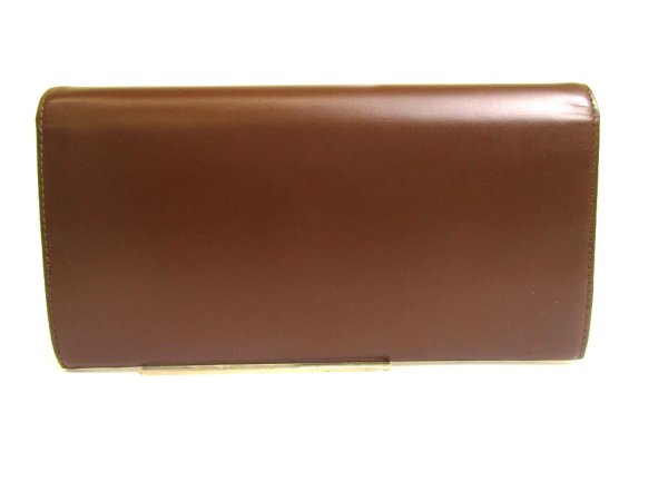 Photo2: GUCCI Double G Dark Brown Leather Flap Long Wallet #a775