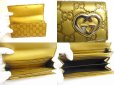 Photo8: GUCCI Guccissima Gold Leather Heart Motif Flap Wallet #a776