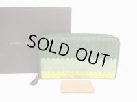 BOTTEGA VENETA Intrecciato Green Tricolor Leather Round Zip Wallet Purse #a777