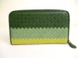 Photo2: BOTTEGA VENETA Intrecciato Green Tricolor Leather Round Zip Wallet Purse #a777 (2)