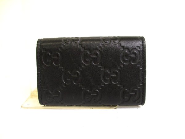 Photo2: GUCCI Interlocking G Black Leather 6 Pics Key Chain #a778