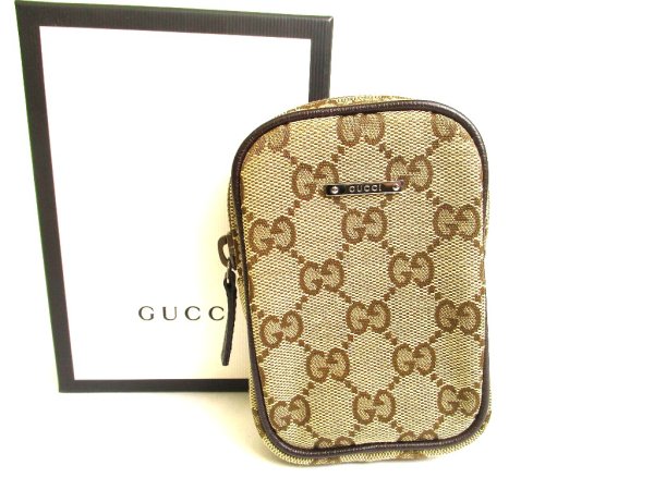 Photo1: GUCCI Beige GG Canvas Cigarette Case Pouch #a779