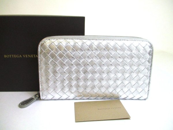 Photo1: BOTTEGA VENETA Intrecciato Black Leather Round Zip Wallet Purse #a780