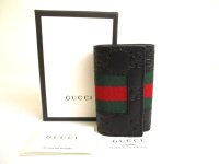 GUCCI Guccissima Black Leather 6 Pics Key Cases #a781
