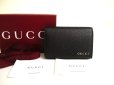 Photo1: GUCCI Logo Black Leather Business Card Credit Card Holder #a784 (1)