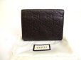 Photo1: GUCCI GG Guccissima Dark Brown Leather Card Holder #a785 (1)