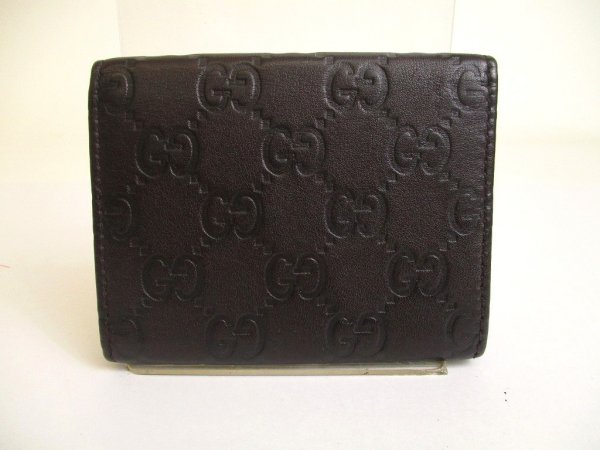 Photo2: GUCCI GG Guccissima Dark Brown Leather Card Holder #a785