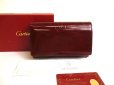 Photo1: Cartier Happy Birthday Bordeaux Calf Leather Bifold Wallet Purse #a787 (1)