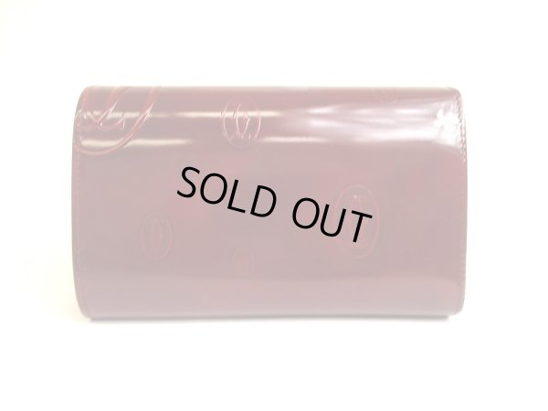Photo2: Cartier Happy Birthday Bordeaux Calf Leather Bifold Wallet Purse #a787