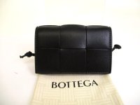 BOTTEGA VENETA Intrecciato Cassette Black Leather Business Card Holder #a788